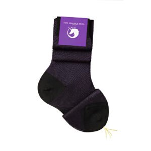 Signature Herringbone Black/Purple Cotton/Silk Ladies Dress socks