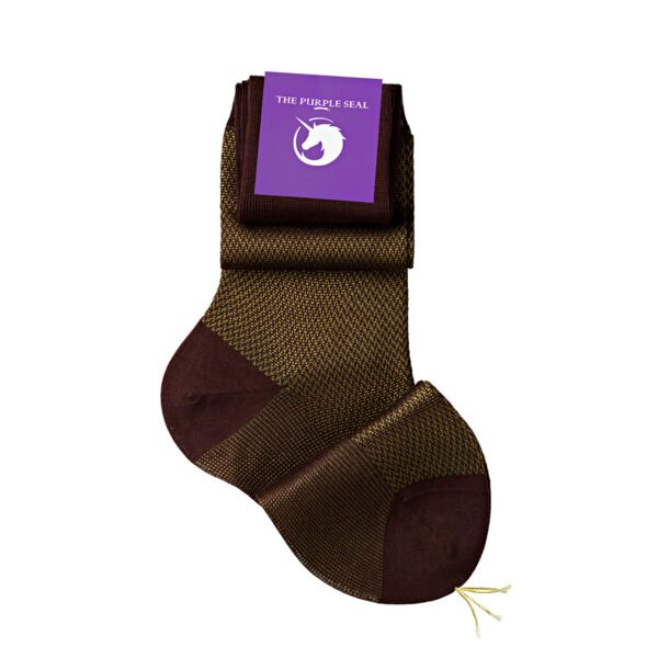 Signature Herringbone Bordeaux/Green Cotton/Silk Men Dress socks