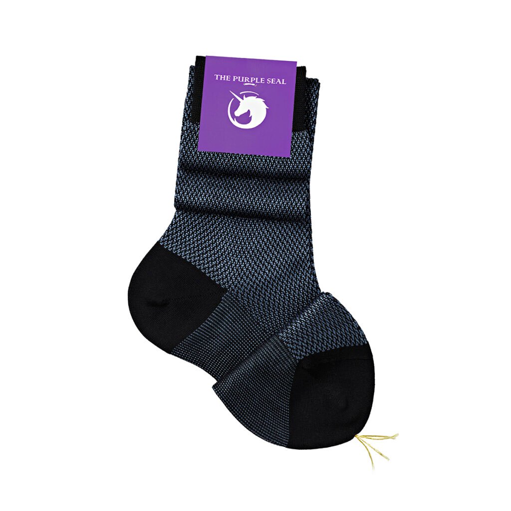 Signature Herringbone Navy/Blue Green Cotton/Silk Ladies Dress socks