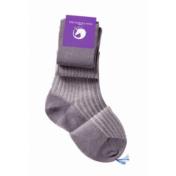 100% Mako Cotton Lisle Dress Socks - Grey/Light Grey Vanisée, Over the calf, Made in Italy