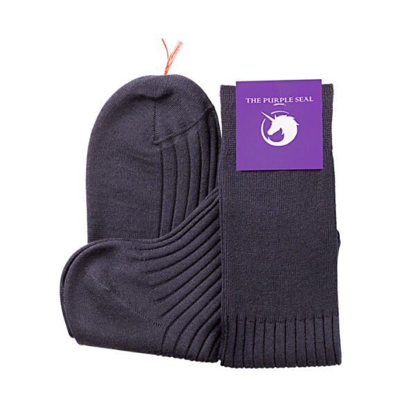 75% Merino wool / 25% Silk Dress socks - Ribbed, Navy blue, Made in Italy - Image 2