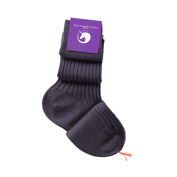 75% Merino wool / 25% Silk Dress socks - Ribbed, Navy blue, Made in Italy