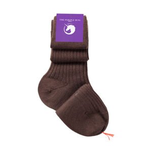 75% Merino wool / 25% Silk Dress socks - Ribbed, Brown, Made in Italy