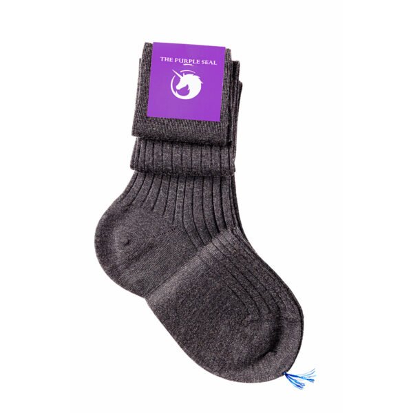 70% Cashmere 30% Silk Charcoal/Grey Dress socks - Ribbed, Over The Calf