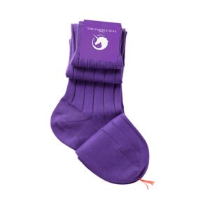 100% Pima Cotton Lisle Dress Socks - Purple, ribbed, Over the calf, Made in Italy