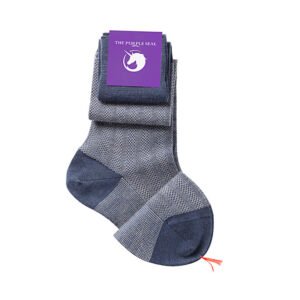 Patterned Blue/Ice Merino Over the calf Dress socks - 100% Merino super 140's Wool Socks