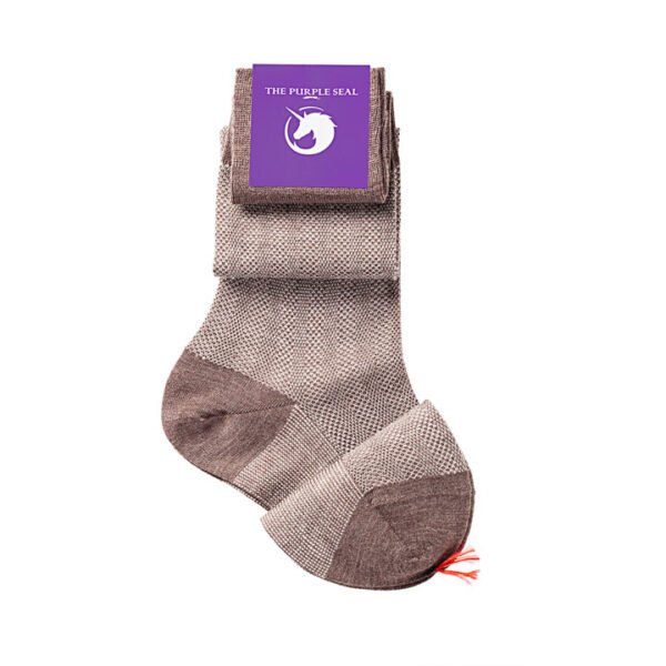 Patterned Brown/Beige Merino Over the calf Dress socks - 100% Merino super 140's Wool Socks