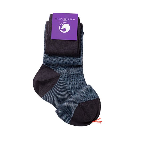 Patterned Navy/Blue Merino Over the calf Dress socks - 100% Merino super 140's Wool Socks