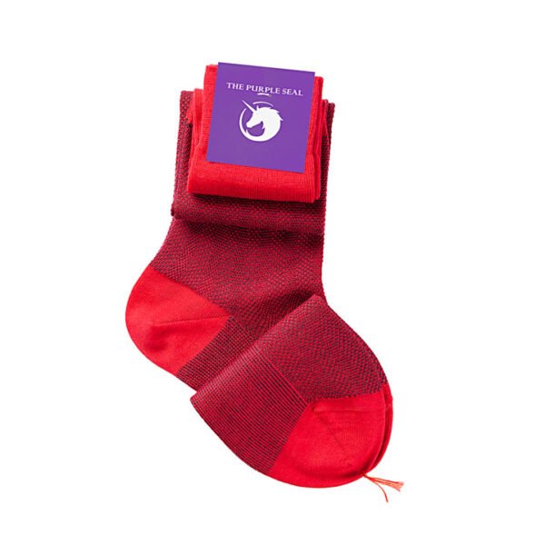 Patterned Navy/Red Merino Over the calf Dress socks - 100% Merino super 140's Wool Socks